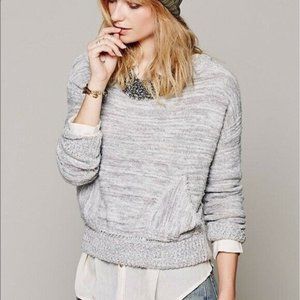 FREE PEOPLE In My Pocket Boxy Boat Neck Gray Sweater Size M